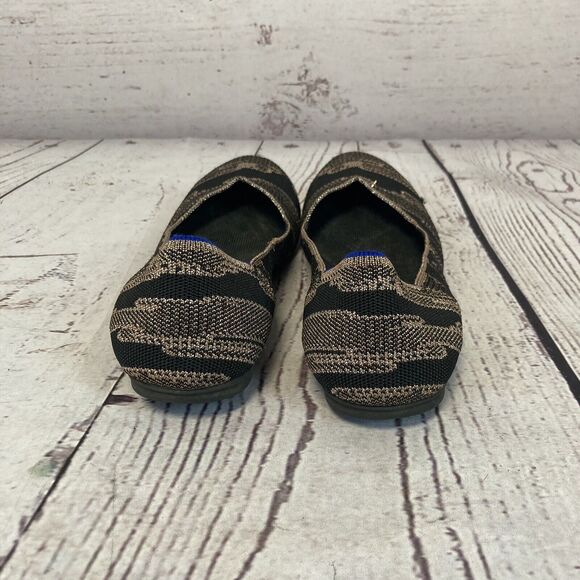 Rothys Ballet Flats Womens 10 Black Gold Shimmer Round Toe Comfort Classic - Picture 5 of 8